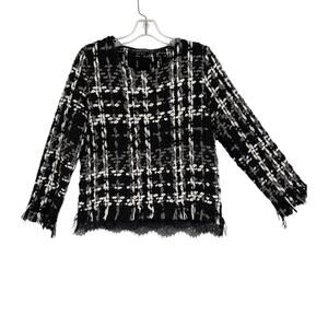 Haute Rogue Couture Tweed Boucle Top Size Small Old Money Quiet Luxury Black